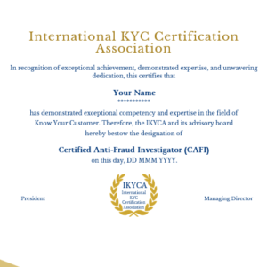 Internationally Certified Anti-Fraud Investigator (I-CAFI)