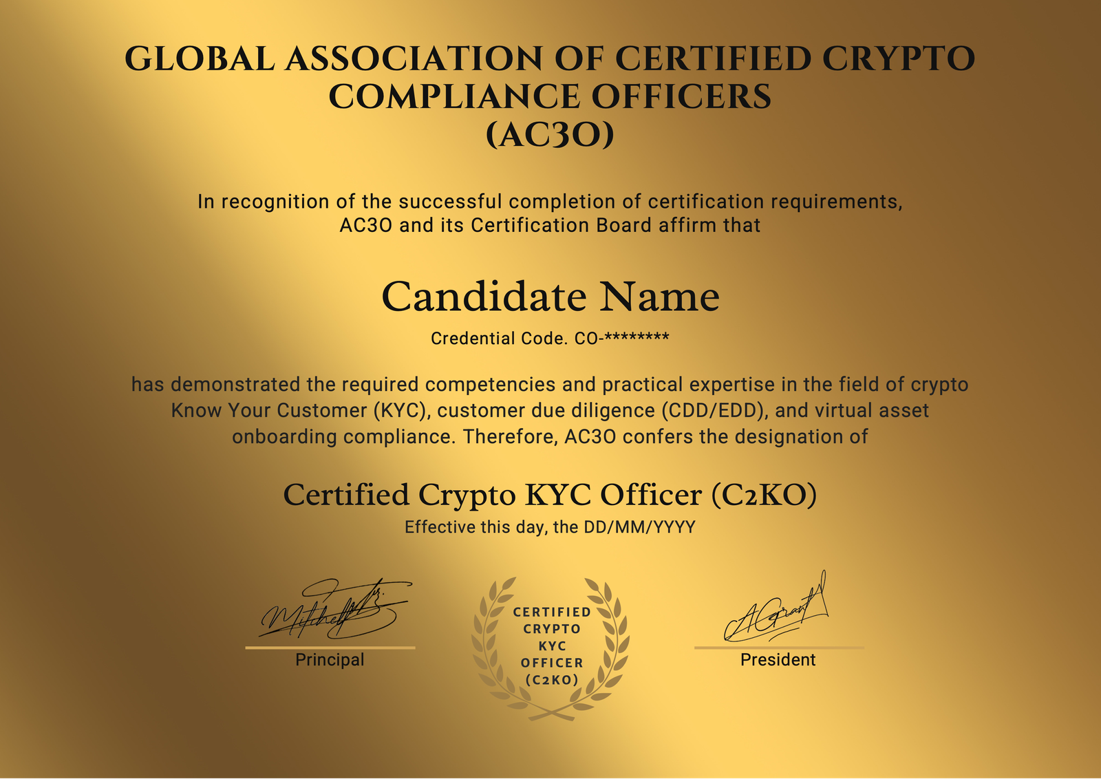 Certified Crypto KYC Officer (C2KO)